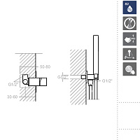 Ramonsoler Kuatro Душевой комплект встраиваемый с тропическим душем, цвет: хром K4718011