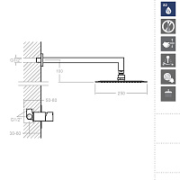 Ramonsoler Kuatro Душевой комплект встраиваемый с тропическим душем, цвет: хром K4718012