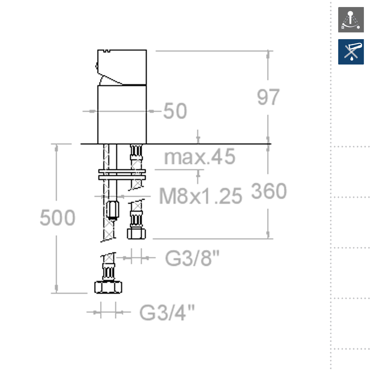 Ramonsoler Kuatro Смеситель встраиваемый в борт ванны, цвет: хром 473202S