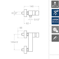 Ramonsoler Kuatro Смеситель настенный с душем, цвет: хром 4728MK