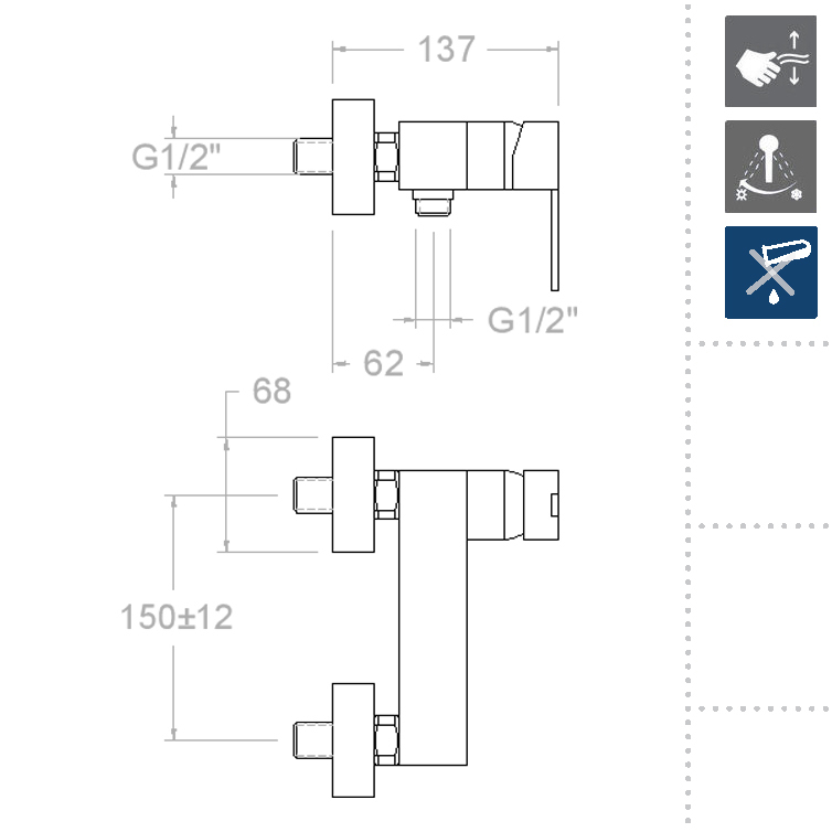 Ramonsoler Kuatro NK Смеситель настенный однорычажный, цвет: хром 4928S