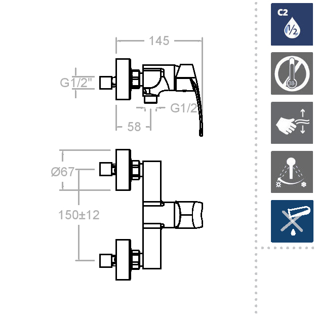 Ramonsoler New Fly Смеситель настенный однорычажный, цвет: хром 570802S