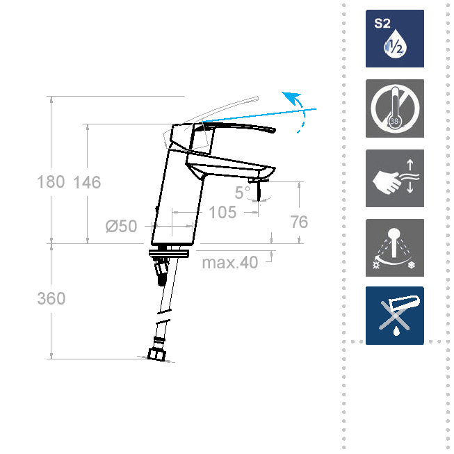 Ramonsoler New Fly Смеситель для раковины однорычажный, цвет: хром 570101