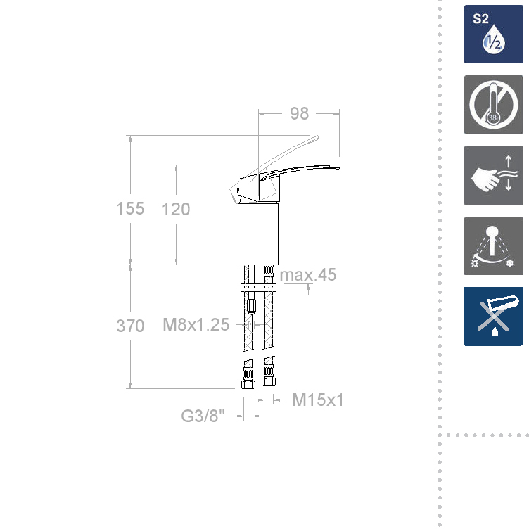 Ramonsoler New Fly Смеситель для парикмахерской раковины встраиваемый, цвет: хром 572201S