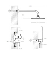 Ramonsoler Odisea Душевой комплект встраиваемый с тропическим душем, цвет: медь K3915121CUC