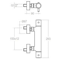 Ramonsoler Odisea Термостатический смеситель настенный с душем, цвет: матовый черный 393401DNM