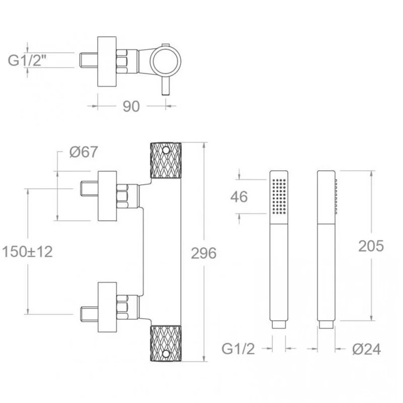 Ramonsoler Odisea Joya Термостатический смеситель настенный с душем, цвет: медь 593401DCUC