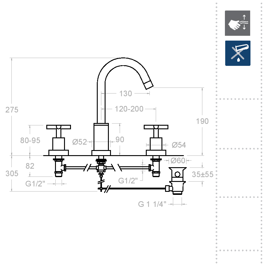Ramonsoler RS-Cross Встраиваемый смеситель для раковины вентельный, цвет: хром 6202
