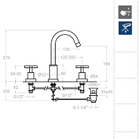 Ramonsoler RS-Cross Встраиваемый смеситель для раковины вентельный, цвет: хром 6202