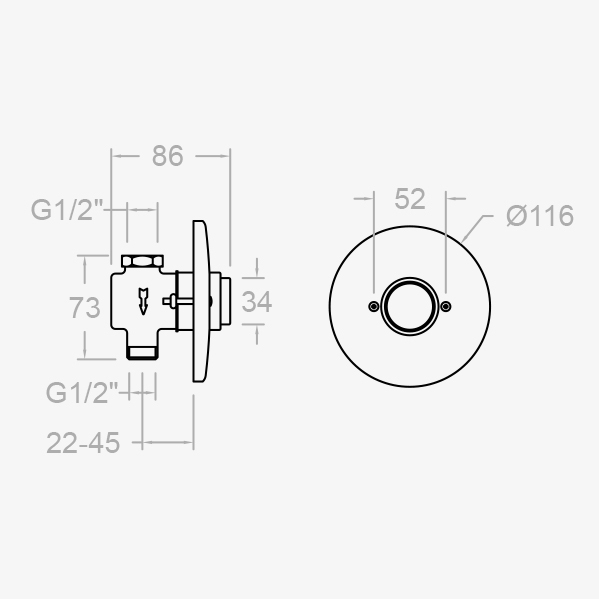 Ramonsoler Solestop Встраиваемый кран нажимной порционный, цвет: хром 745502