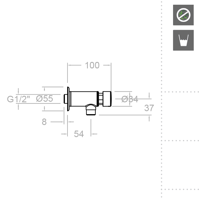 Ramonsoler Solestop Встраиваемый порционный кран для писсуара, цвет: хром 745303