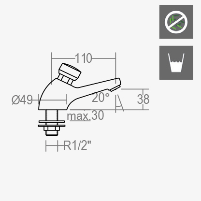 Ramonsoler Solestop Кран нажимной порционный, цвет: хром 7450