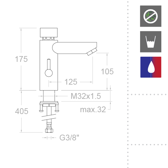 Ramonsoler Solestop Смеситель для раковины нажимной порционный, цвет: хром 7490