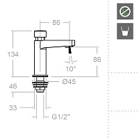 Ramonsoler Solestop Кран нажимной порционный, цвет: хром 745103