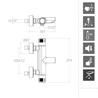 Ramonsoler Termotech Термостатический смеситель для ванны настенный, цвет: хром 963901S