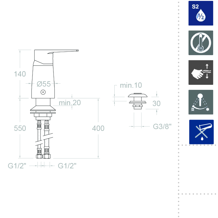 Ramonsoler Titanium Смеситель для биде однорычажный, цвет: хром SA1823
