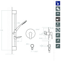 Ramonsoler Titanium Смеситель для душа с душем, цвет: хром K1818012