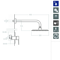 Ramonsoler Titanium Душевой комплект встраиваемый с тропическим душем, цвет: хром K1818014
