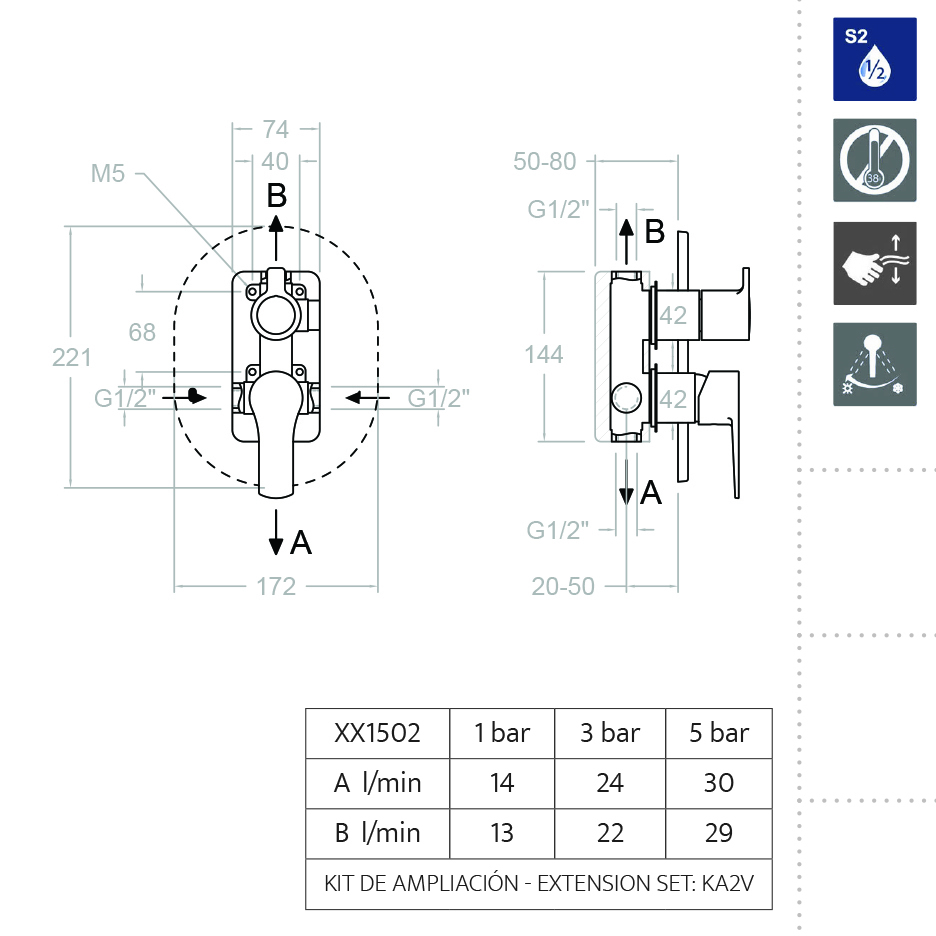 Ramonsoler Titanium Встраиваемый смеситель на 2 потребителя, цвет: хром 181502S
