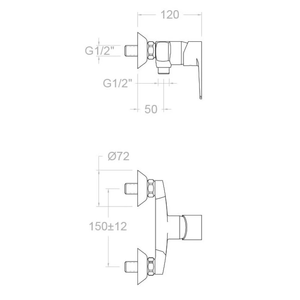 Ramonsoler Titanium Смеситель настенный с душем, цвет: хром 1808VP