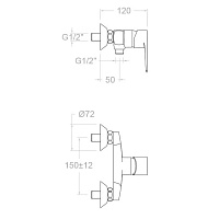 Ramonsoler Titanium Смеситель настенный с душем, цвет: хром 1808VP