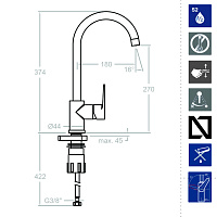 Ramonsoler Titanium Смеситель для раковины высокий однорычажный, цвет: хром 1836