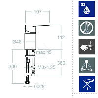Ramonsoler Titanium Встраиваемый смеситель для парикмахерской раковины, цвет: хром 182201S