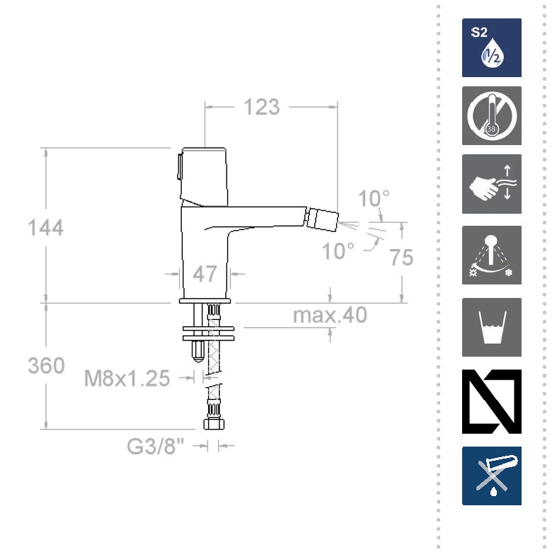 Ramonsoler Tzar Смеситель для биде однорычажный, цвет: золото брашированное 340301OC