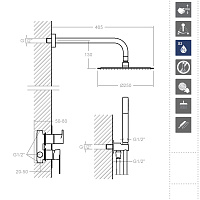 Ramonsoler Tzar Душевой комплект встраиваемый с тропическим душем, цвет: хром K3415021