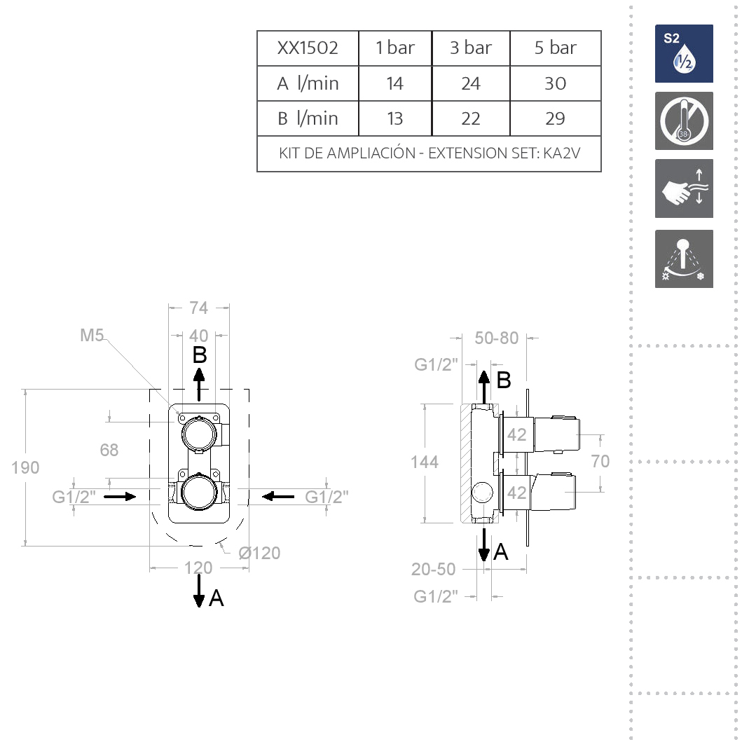 Ramonsoler Tzar Встраиваемый смеситель на 2 потребителя, цвет: золото брашированное 341502SOC