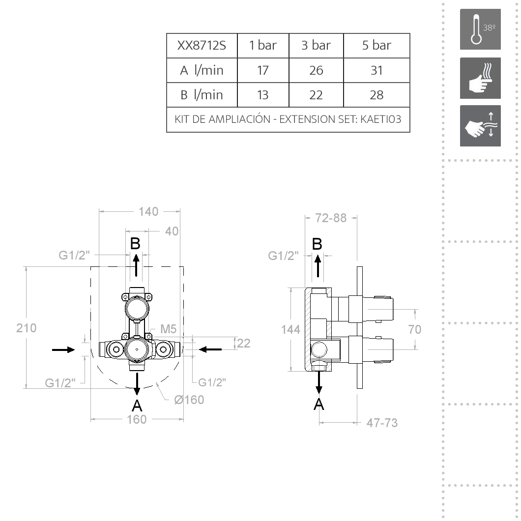 Ramonsoler Tzar Встраиваемый термостатический смеситель на 2 потребителя, цвет: хром 348712S