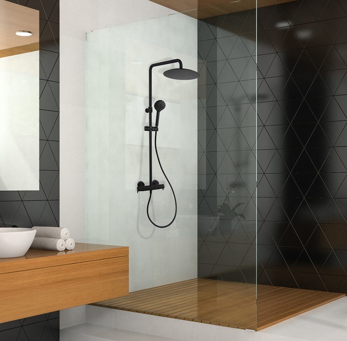 Ramonsoler Tzar Смеситель настенный с душем, цвет: матовый черный 340801BTNM