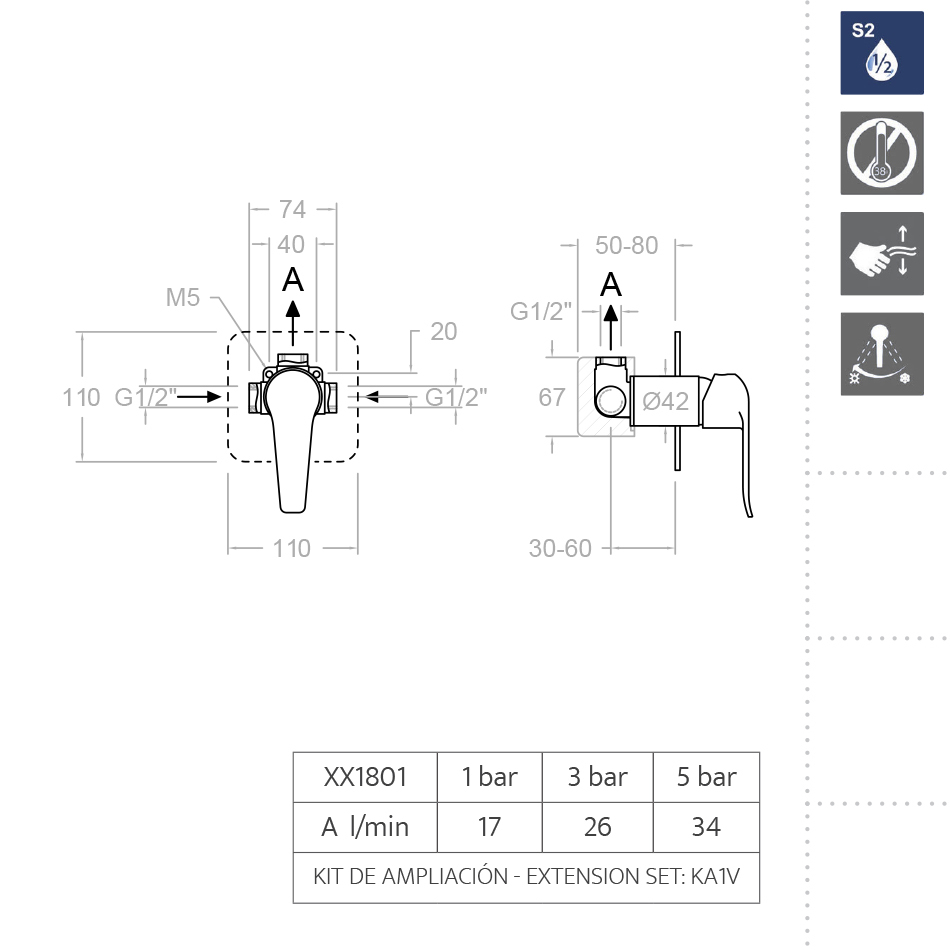 Ramonsoler Ypsilon Plus Встраиваемый смеситель на 1 потребителя, цвет: хром 641801S