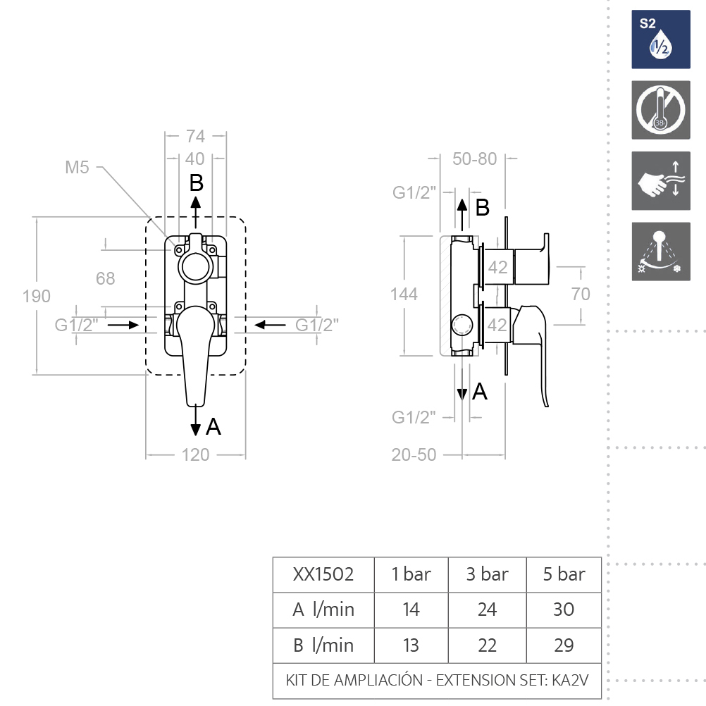 Ramonsoler Ypsilon Plus Встраиваемый смеситель на 2 потребителя, цвет: хром 641502S