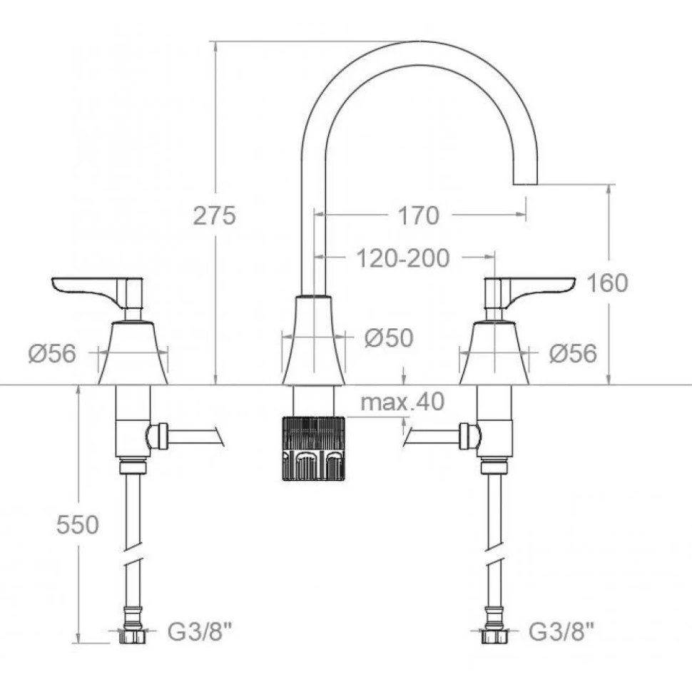 Ramonsoler Adagio Смеситель для раковины на 3 отверстия, цвет: хром 914201ML