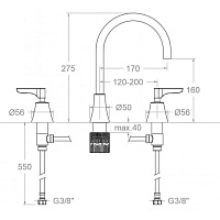 Ramonsoler Adagio Смеситель для раковины на 3 отверстия, цвет: хром 914201ML