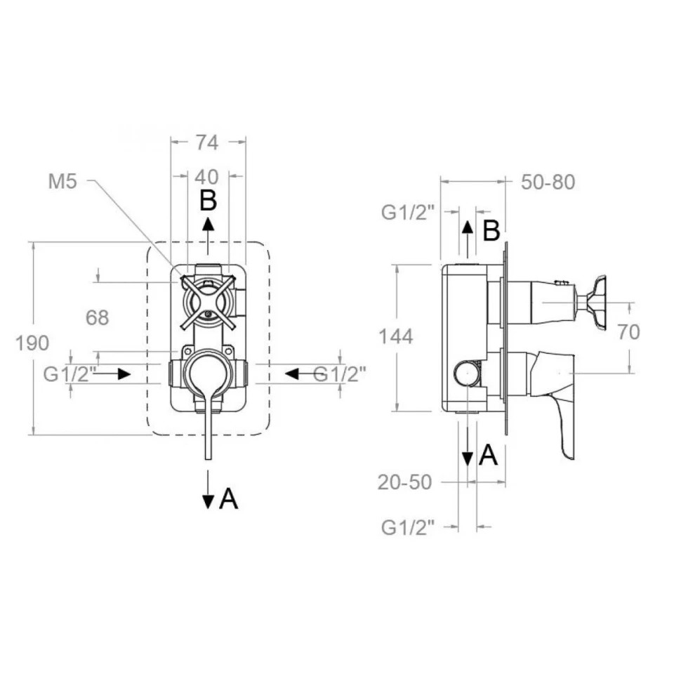 Ramonsoler Adagio Встраиваемый смеситель на 2 потребителя, цвет: хром 911512S