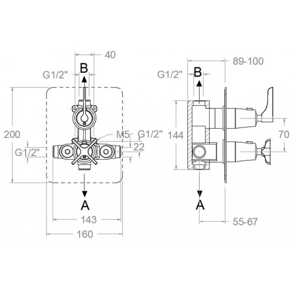 Ramonsoler Adagio Встраиваемый термостатический смеситель на 2 потребителя, цвет: хром 918722S