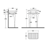 Galassia Ethos Ножки под раковину на 55 см, цвет: хром 8472