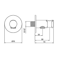 Almar Round Шланговое подключение для лейки с держателем, цвет: brushed high brass E095037.HB