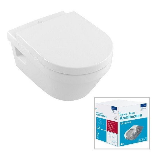 Villeroy & Boch Architectura Унитаз подвесной с крышкой цвет: Альпийский белый CeramicPlus глянцевый 5684HRR1