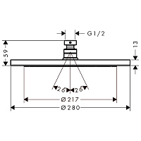 Hansgrohe Croma Верхний душ 28 см, 1 вид струи, регулируемый угол, цвет: полированное золото 26220990