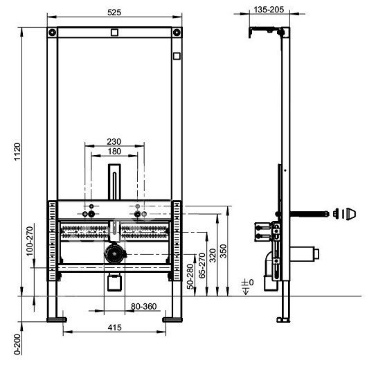 Villeroy & Boch Инсталляция для биде 52,5x10 см с комплектом крепления 92214800