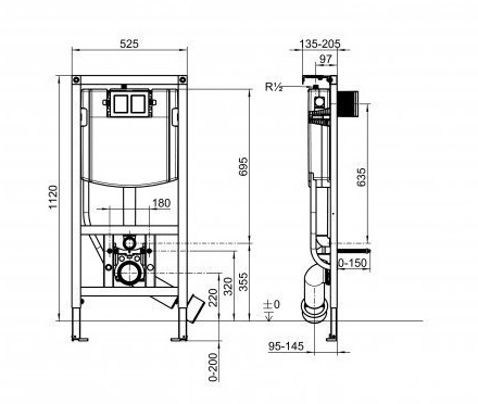 Villeroy & Boch Viconnect Инсталляция для унитаза 52,5x13,5 см с комплектом крепления 92242700