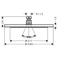Hansgrohe Croma Верхний душ 28 см, 1 вид струи, регулируемый угол, цвет: шлифованная бронза 26220140