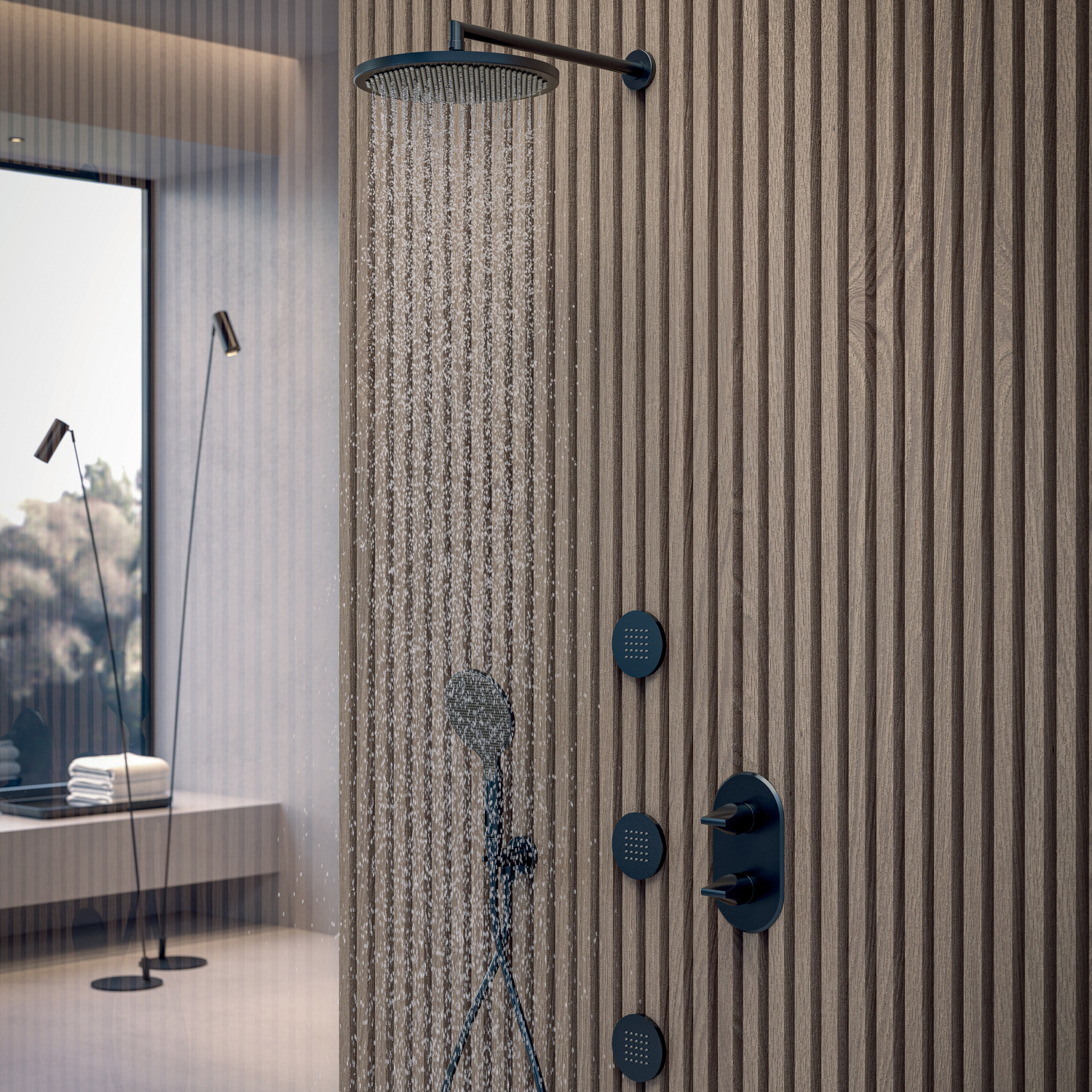 Bossini Apice Верхний душ d28 см, 1 вид струи, кронштейн настенный 33 см, цвет: chrome H70430H.030