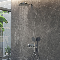 Bossini Apice Верхний душ d28 см, 1 вид струи, кронштейн настенный 33 см, цвет: chrome H70430H.030