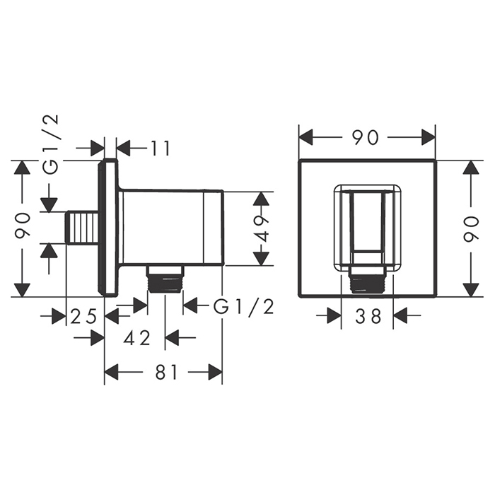 Hansgrohe FixFit E Шланговое подключение с держателем, цвет: хром 26889000