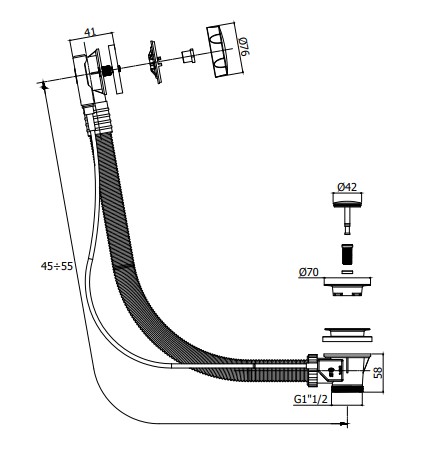 Paffoni Слив-перелив PVC для ванны полуавтоматический, без сифона, цвет: черный матовый ZACC118NO