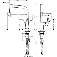 Hansgrohe Metris Смеситель для кухонной мойки, с выдв. изливом, цвет: нержавеющая сталь 14834800